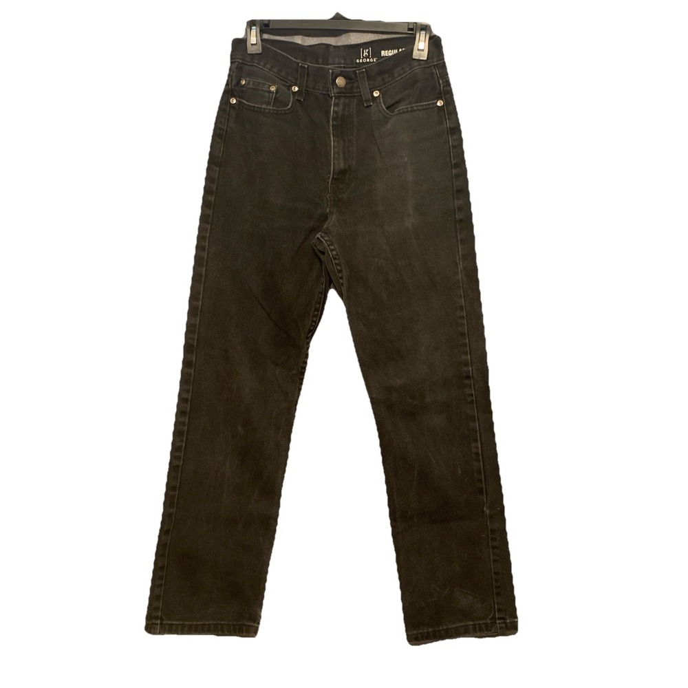 Men's George Straight Leg Regular Fit Black Jeans 29 x‎ 30